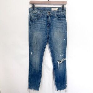 Revolve Pistola Women's Jeans Distressed Size 26 Ankle Blue Slim Leg Mid Rise